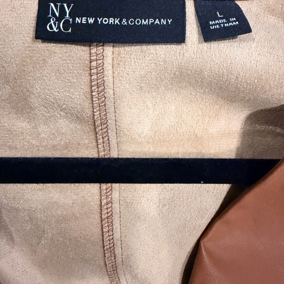 New York & Company Tan Faux Leather Blouse - Picture 4 of 4
